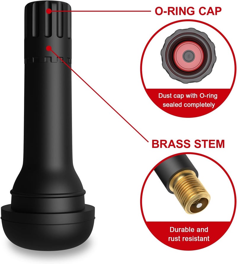 SUN SOUL TR414 Brass Stem EPDM Rubber Snap-in Tire Valve Stems for 0.453 Inch 11.5mm Rim Holes, Pack of 5pcs Valves - Image 3